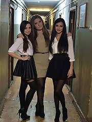 Blonde aged lady is showing off her slit